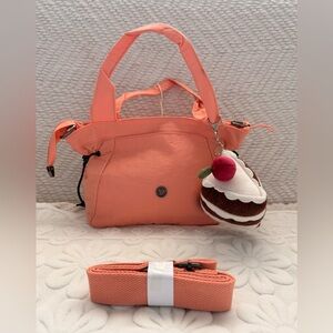 Super Lightweight Neon Peach Nylon Mini Tote / Crossbody Bag